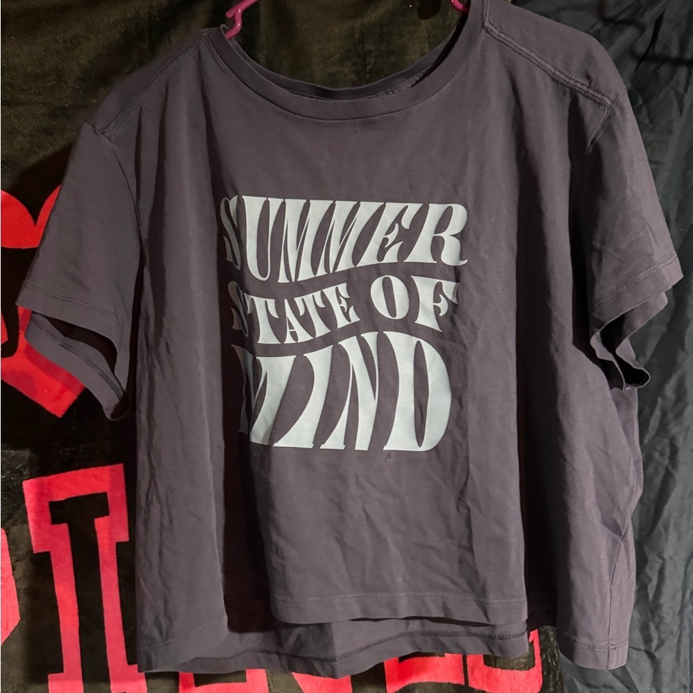 PINK Victoria's Secret Charcoal Purple Graphic Crop Tee